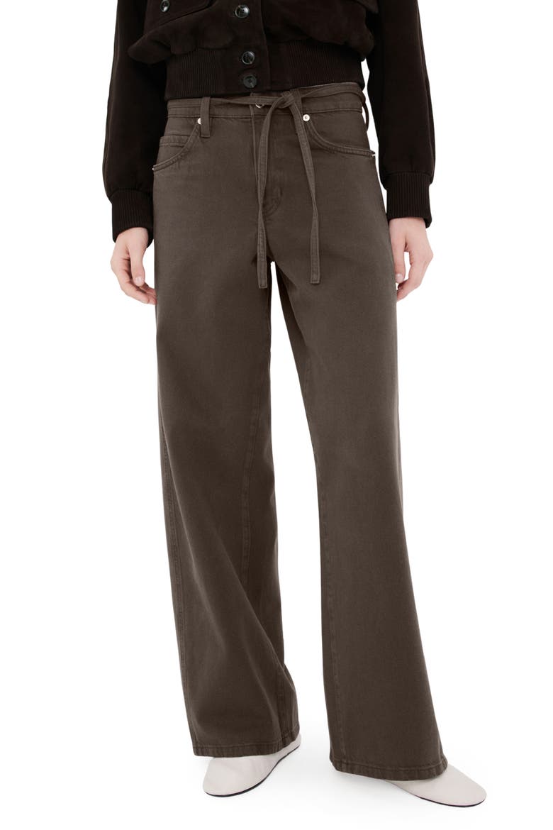 Belted Wide Leg Jeans, Main, color, CHOCOLATE