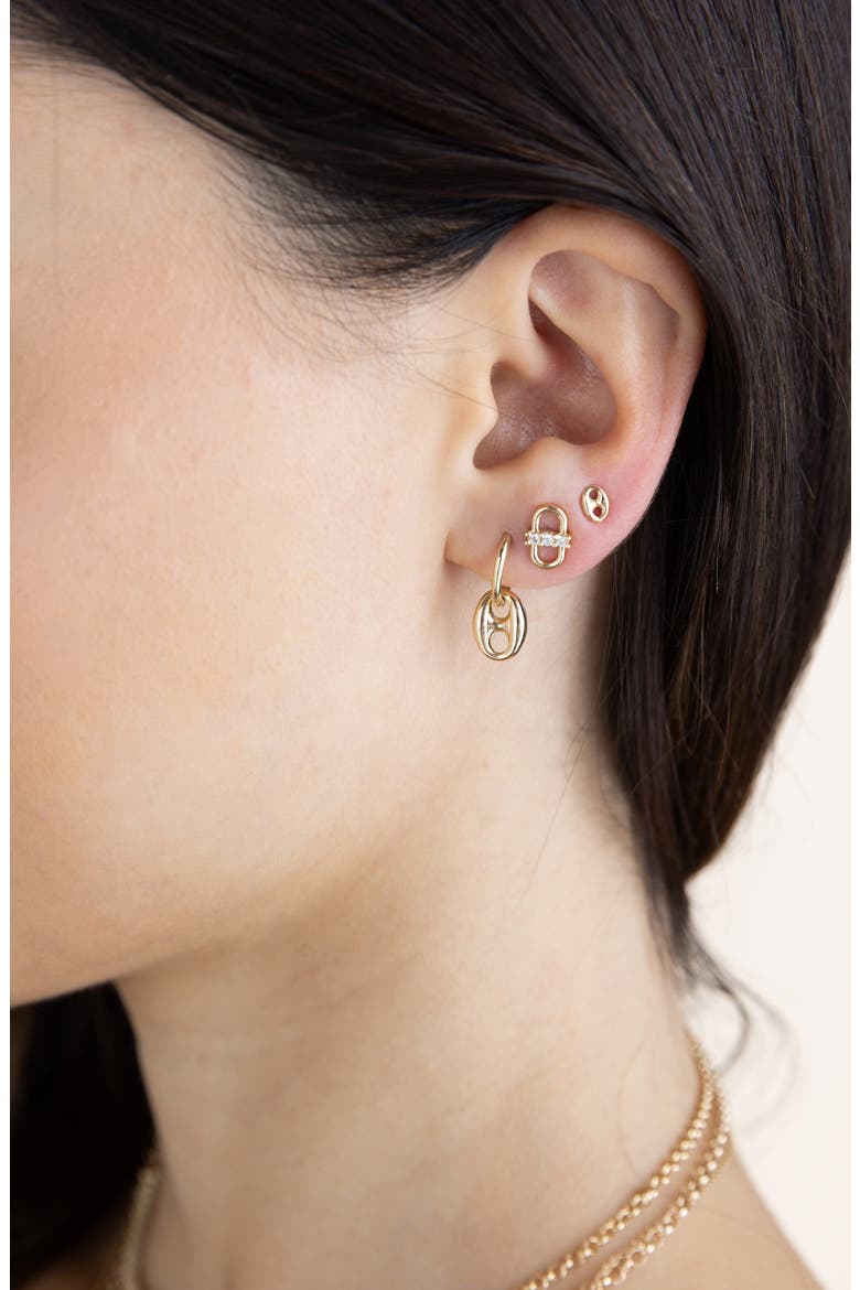 Dangling Large Mariner Link Hinge Huggie Hoops, Alternate, color, 14K YELLOW GOLD