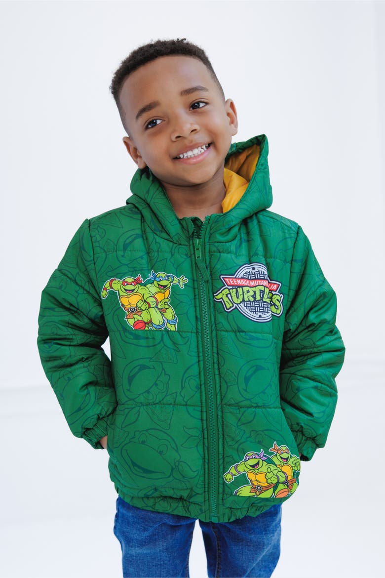 Zip-Up Hooded Puffer Jacket, Alternate, color, Forest Green