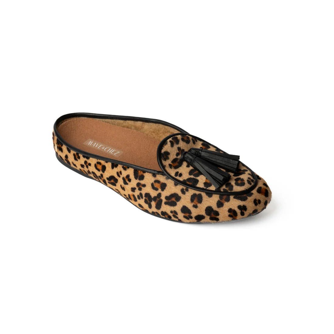 Mave & Chez Frida Mule - Arch Support 100% Genuine Shearling Slippers, Main, color, Leopard Pony
