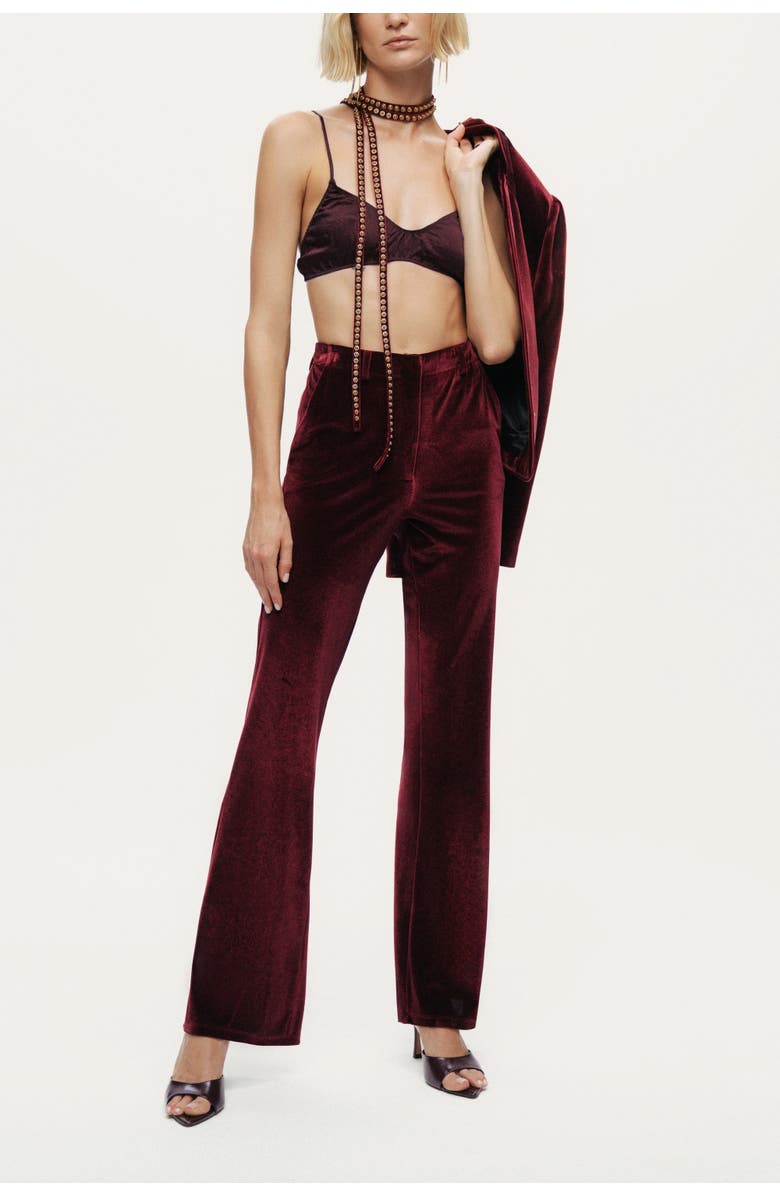Nocturne Velvet Bootcut Trousers, Alternate, color, Burgundy