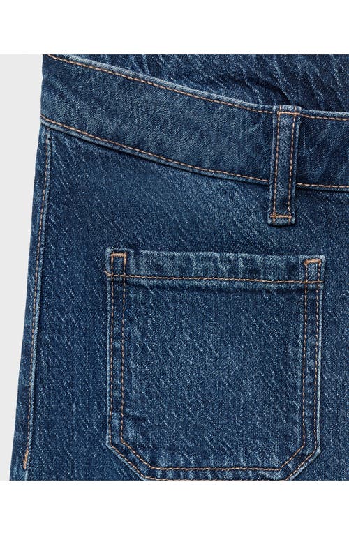 Mango Teen Patch Pocket Mid Rise Culotte Wide Leg Jeans In Blue