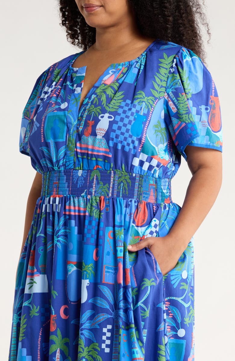 SUGARLIPS Punta Alta Ordy Tiered Cotton Maxi Dress, Alternate, color, Cobalt-Combo