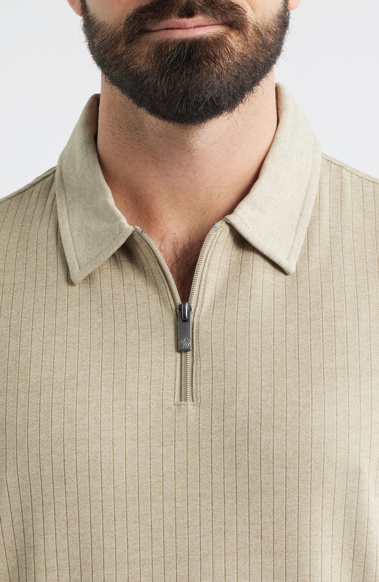 Johnston & Murphy Finn Performance Rib Quarter Zip Polo, Alternate, color, Stone