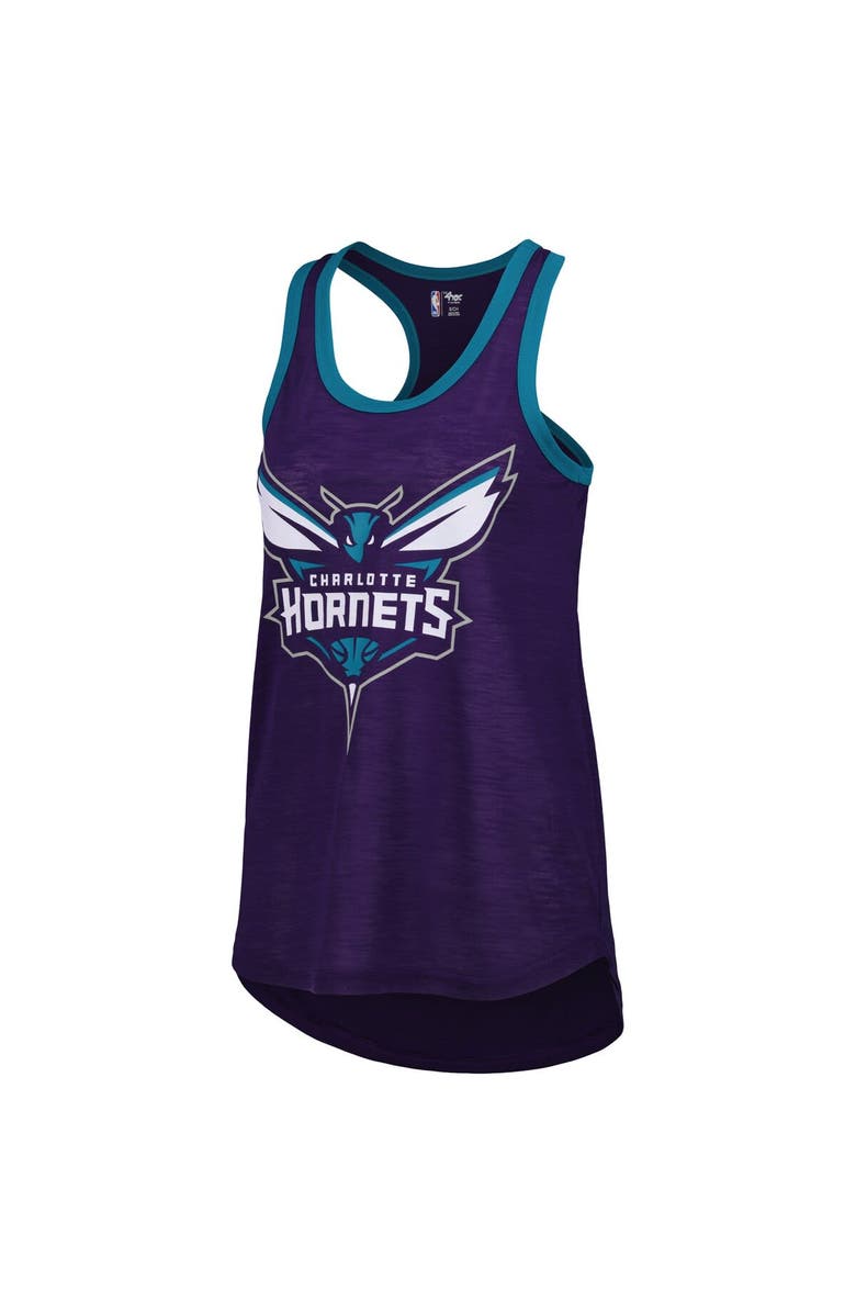 G-III 4HER BY CARL BANKS Women's G-III 4Her by Carl Banks Purple Charlotte Hornets Showdown Scoop-Neck Racerback Tank Top, Alternate, color, 