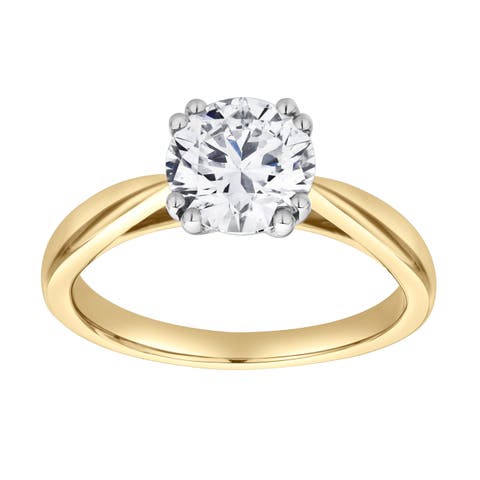 Velora 14K Gold Round Lab Grown Diamond Solitaire Ring - 1.5 Ct