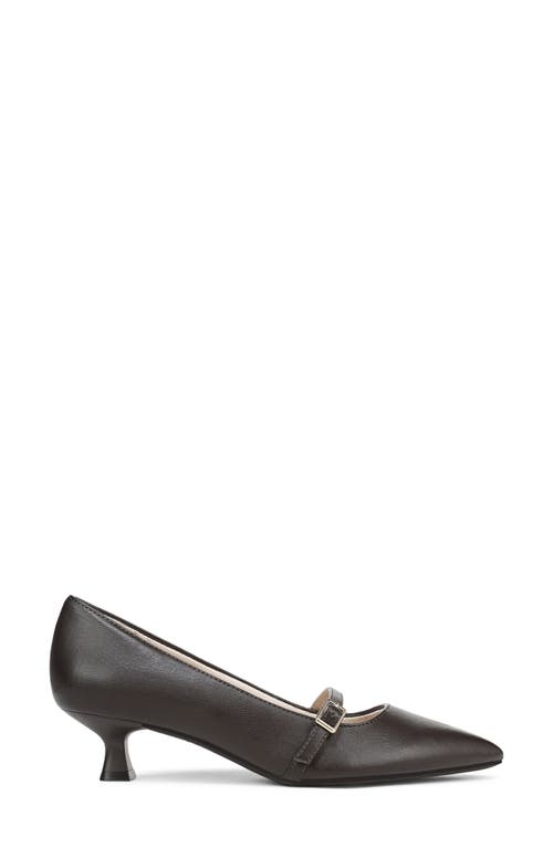 Lifestride Madelyn Mary Jane Pointed Toe Kitten Heel Pump In Brown