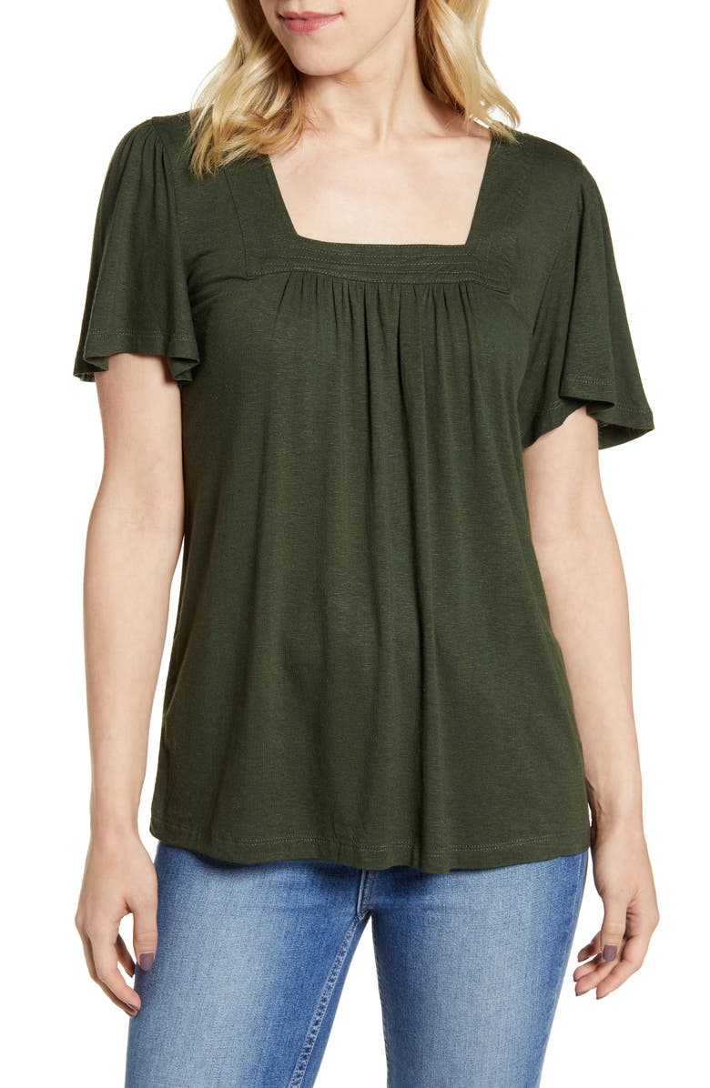 Bobeau Kate Square Neck Top, Main, color,