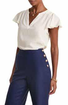 vineyard vines Shell Print Flutter Sleeve Silk Top