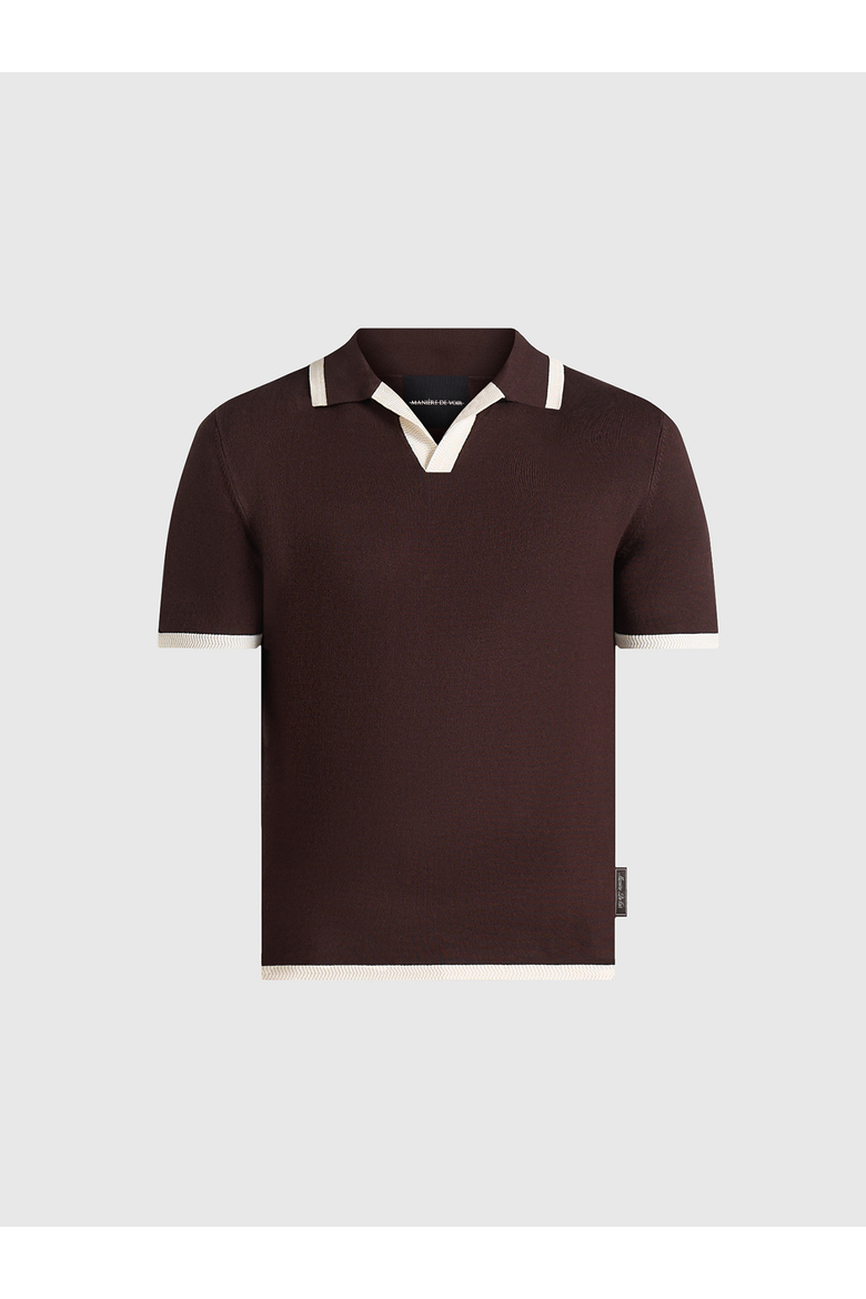 Lambert Contrast Detail Knit Polo, Alternate, color, Brown