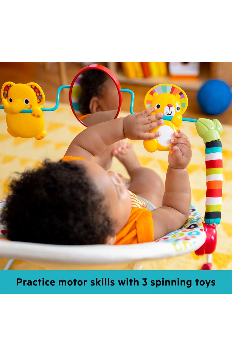 BRIGHT STARTS Playful Pinwheels Vibrating Baby Bouncer Seat with Toy Bar, Alternate, color, Khaki