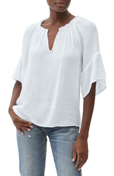 Savannah Flutter Sleeve Cotton Gauze Top