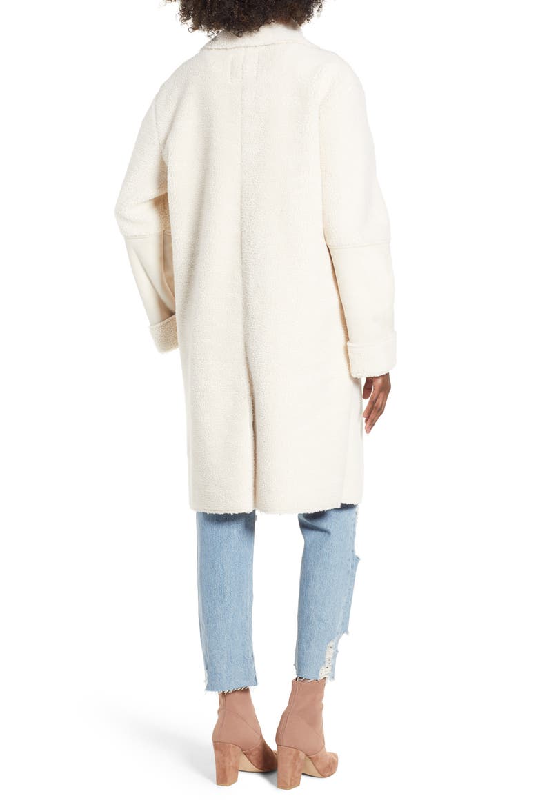 Faux Shearling Long Coat, Alternate, color, IVORY