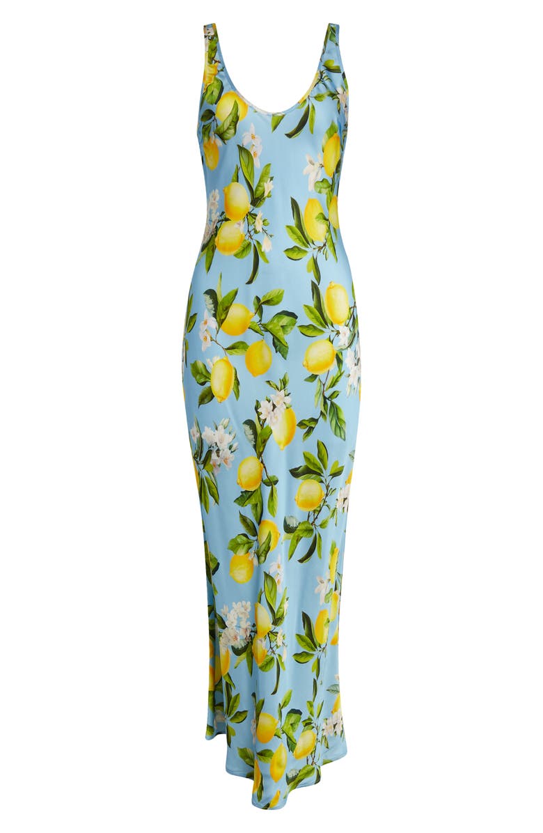 L'AGENCE Akiya Lemon Print Satin Tank Dress, Alternate, color,