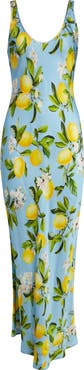 L'AGENCE Akiya Lemon Print Satin Tank Dress