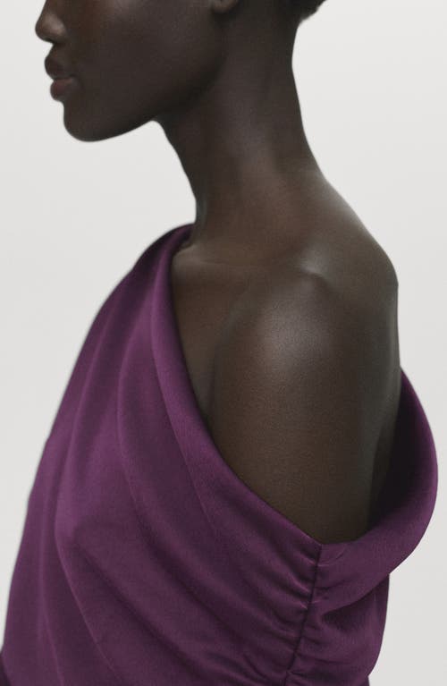 Mango Asymmetric One-shoulder Midi Dress In Purple