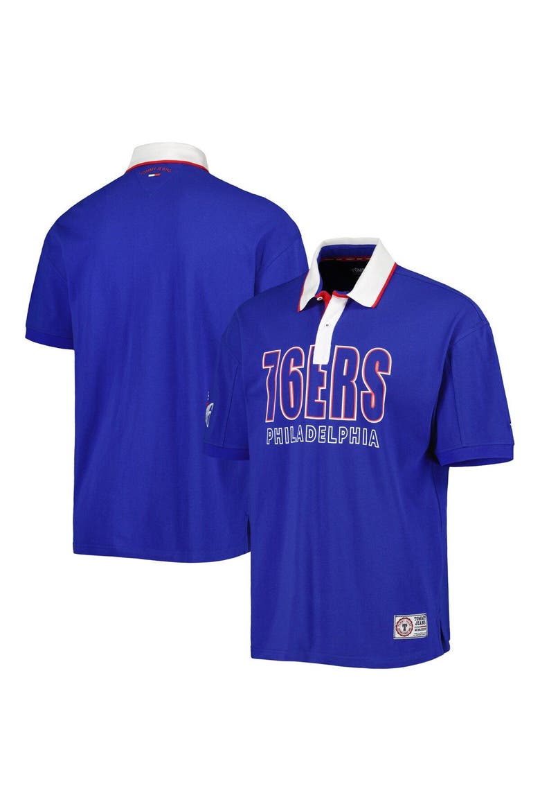 Men's Tommy Jeans Royal Philadelphia 76ers Stanley Pique Polo, Main, color, Royal