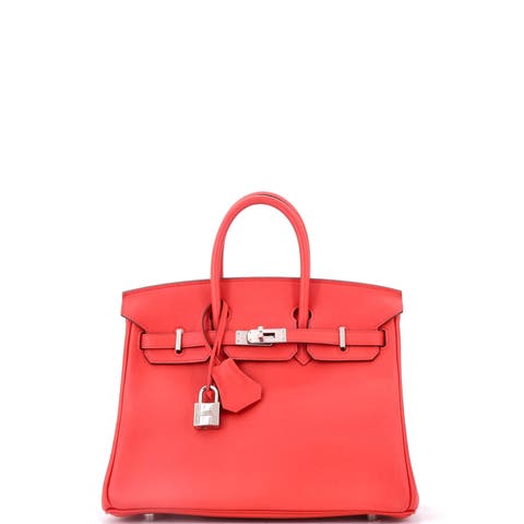 Birkin Handbag Red Swift with Palladium Hardware 25