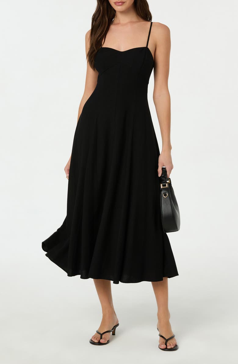 ASTR the Label Linen Blend Midi Dress, Alternate, color, Black