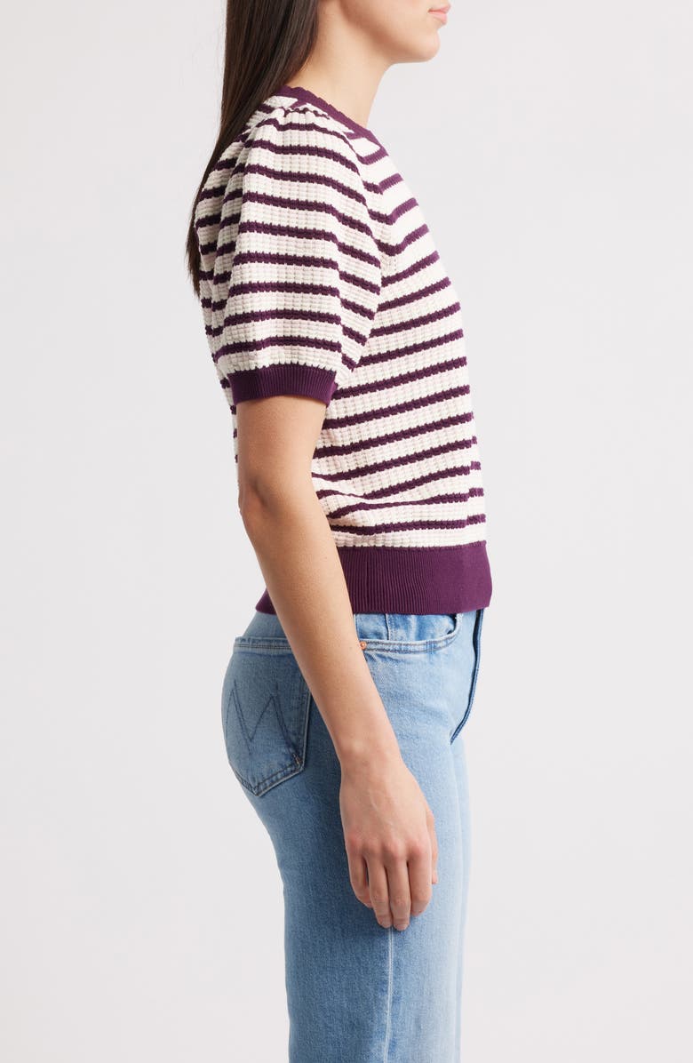 & Other Stories Scalloped Detail Puff Sleeve Cotton Sweater, Alternate, color,