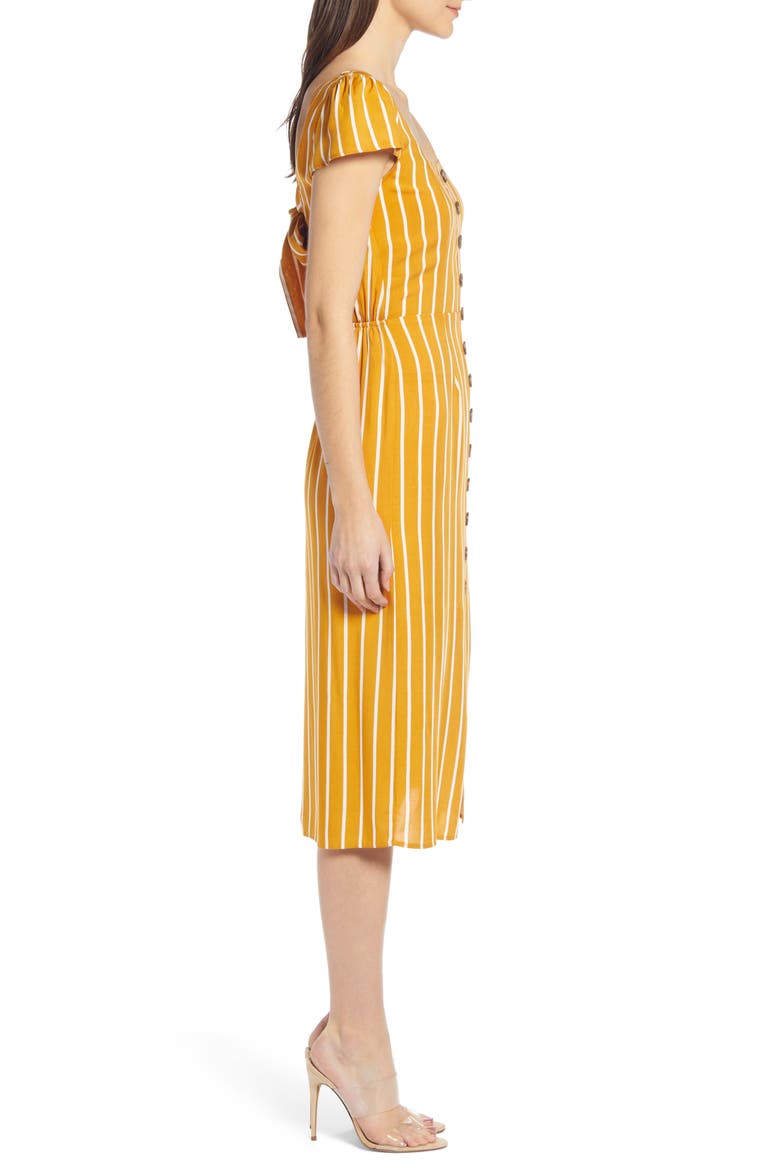Button Front Midi Dress, Alternate, color, MUSTARD