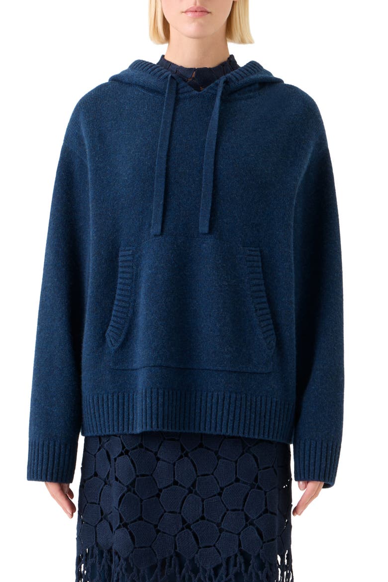 Oversize Cashmere Hoodie, Main, color, DENIM BLUE