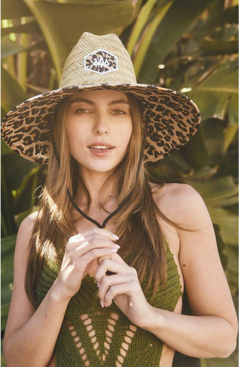 Hemlock Big Cat Straw Lifeguard Hat, Alternate, color, Cheetah Print