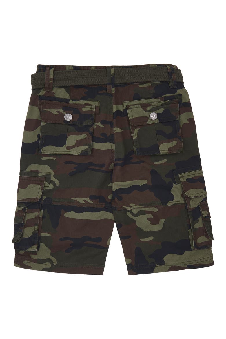 Kids' Belted Cotton Twill Cargo Shorts, Alternate, color, OLIVE CAMO