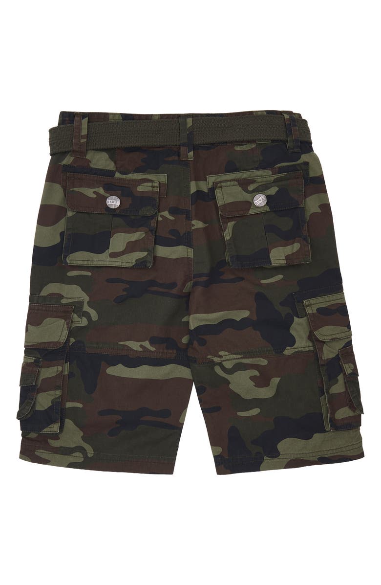 XRAY Kids' Belted Cotton Twill Cargo Shorts, Alternate, color, Olive Camo
