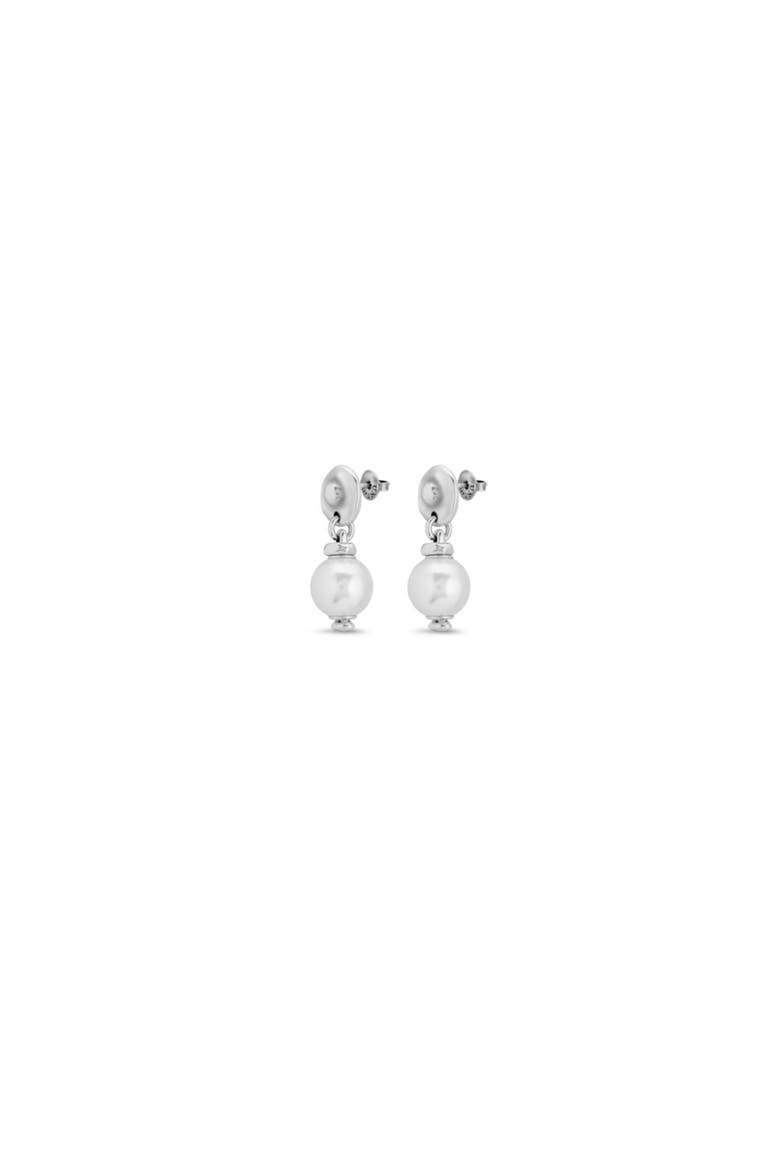 Medallion Pearl Drop Earrings, Alternate, color, Silver