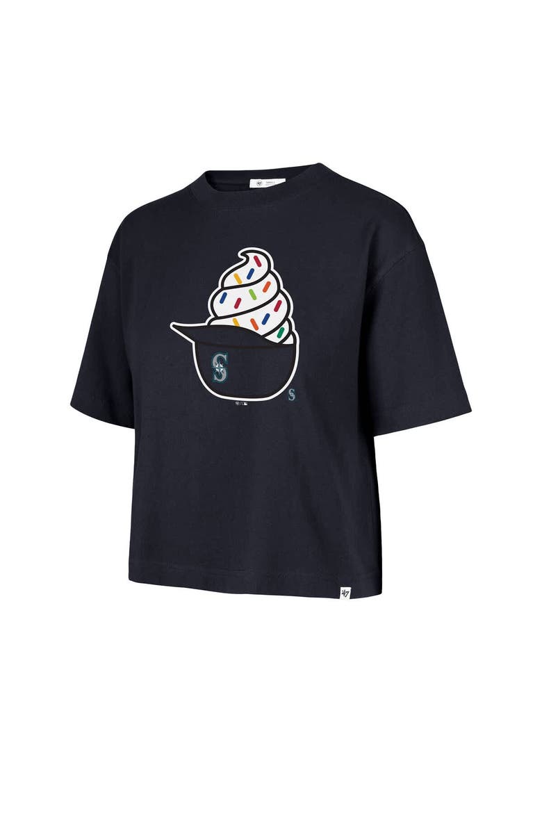 Women's '47  Navy Seattle Mariners Ice Cream Helmet T-Shirt, Alternate, color, Navy