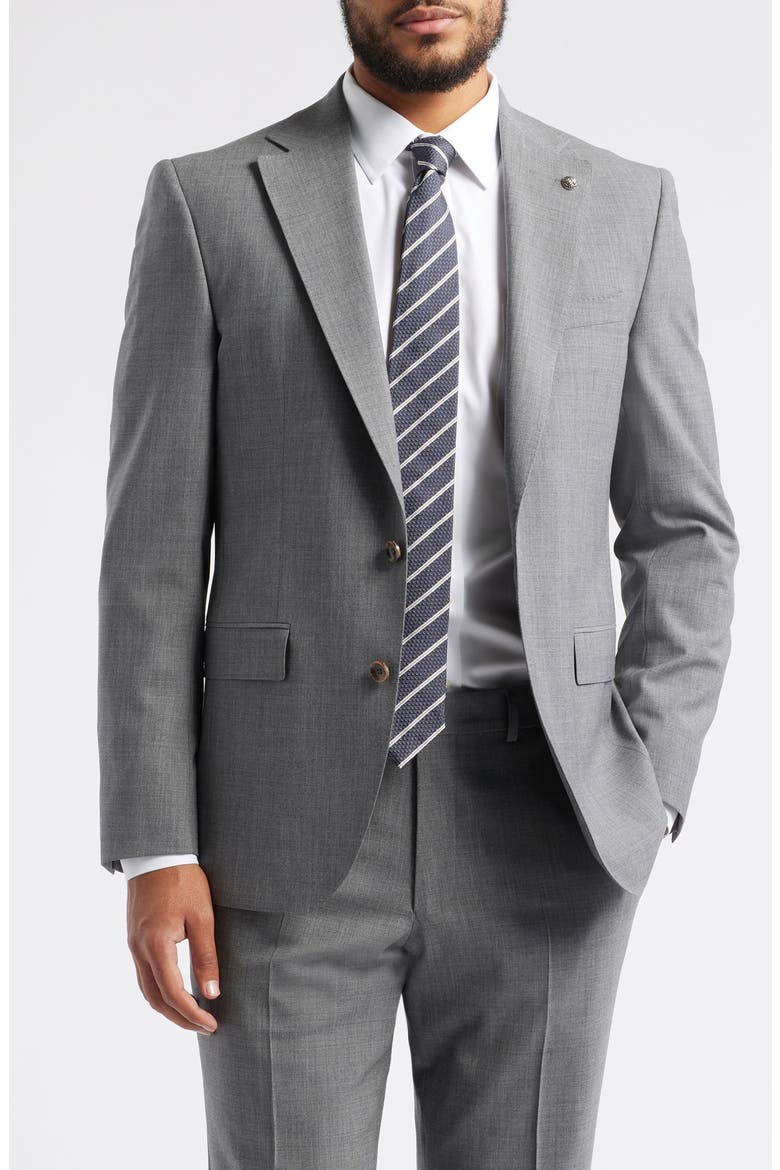 Esprit Solid Stretch Wool Suit, Alternate, color, GREY
