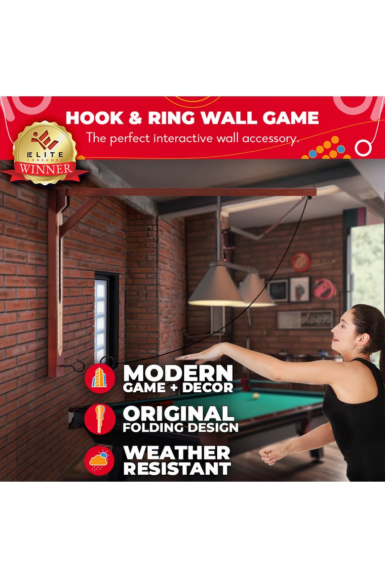 Hook And Ring Game | Wall Mounted Modern Design, Alternate, color, Brown