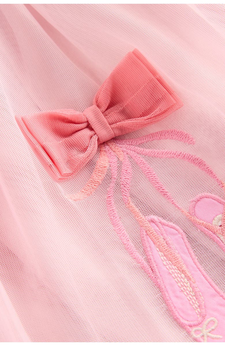 Mini Boden Kids' Appliqué Tulle & Cotton Knit Dress, Alternate, color, French Pink Ballet Shoes