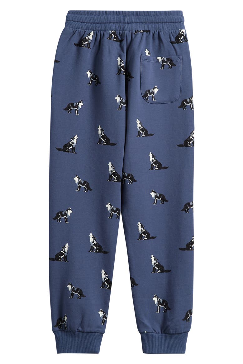 Kids' Husky Print Stretch Cotton Fleece Joggers, Alternate, color, DARK BLUE