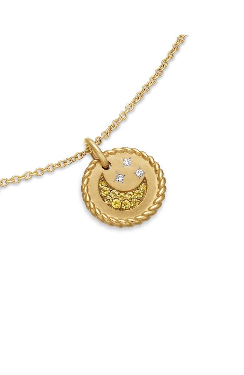 Cable Collectibles Moon & Stars Necklace with Diamonds & Yellow Sapphires in 18K Gold