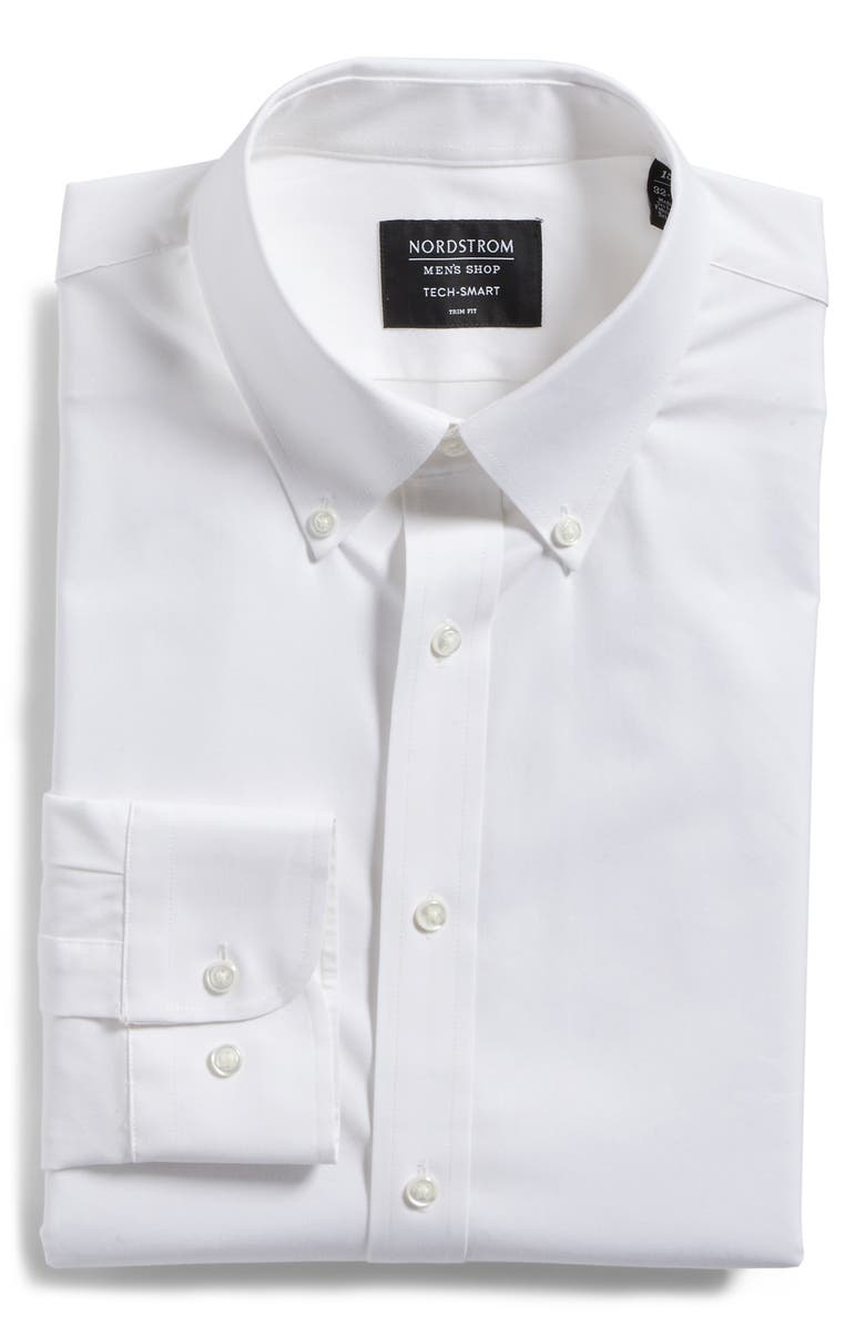 NORDSTROM MEN'S SHOP Tech-Smart Trim Fit Stretch Pinpoint Dress Shirt, Alternate, color, 