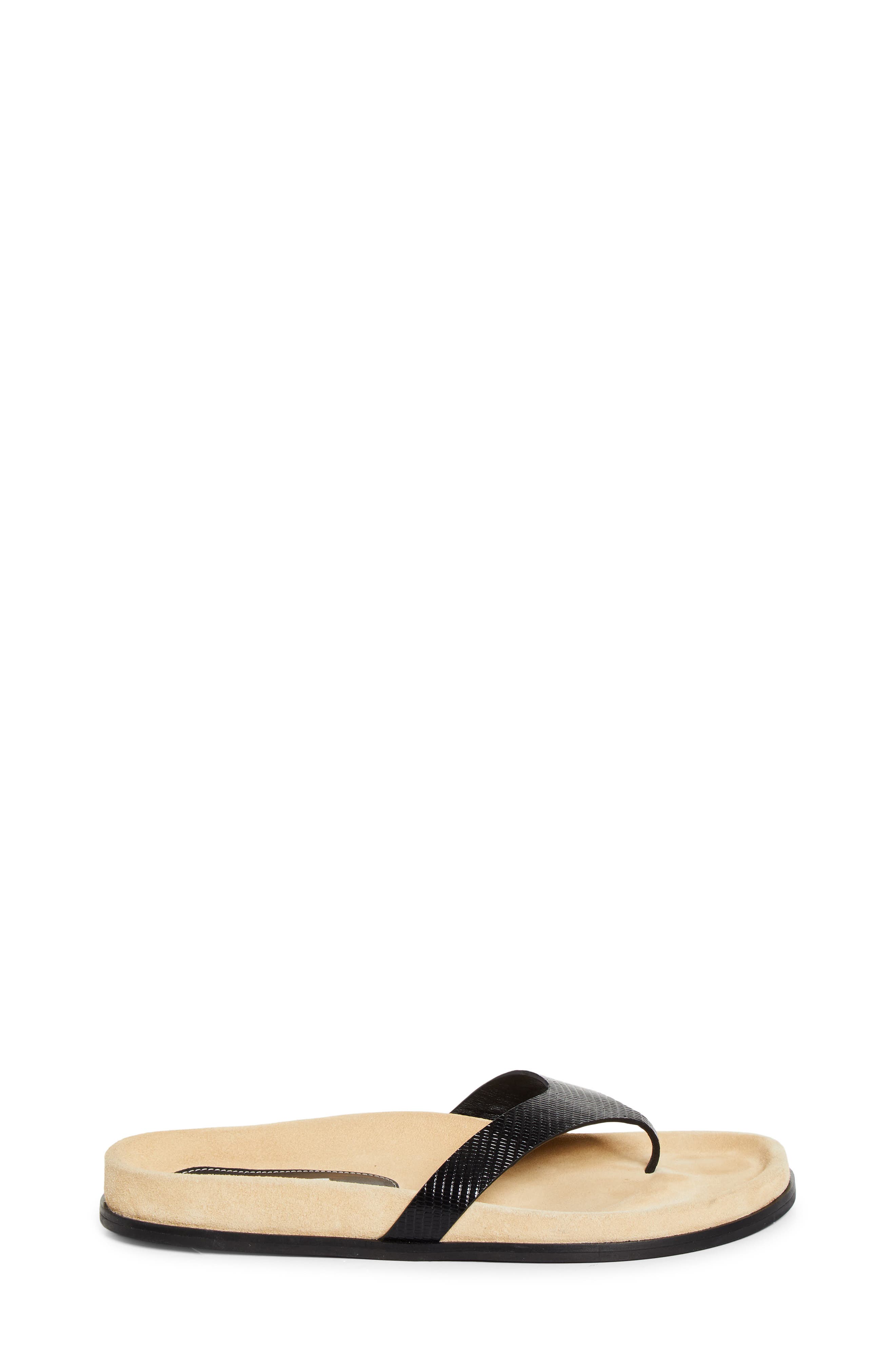 Lizard Embossed Flip Flop, Alternate, color, BEIGE/ BLACK