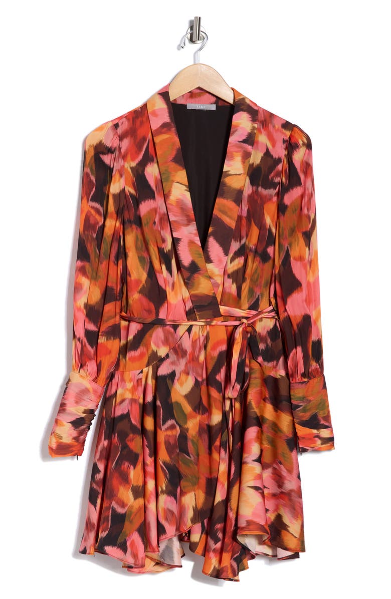 Tart Glenna Long Sleeve Wrap Minidress, Alternate, color, Bromeliad Ikat V2