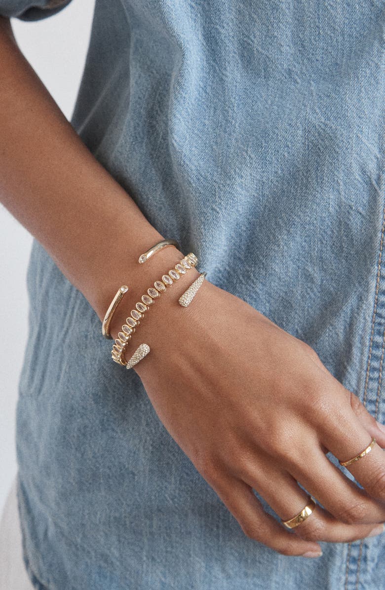 BaubleBar Kelly Goldtone Cuff Bracelet, Alternate, color, Clear/Gold