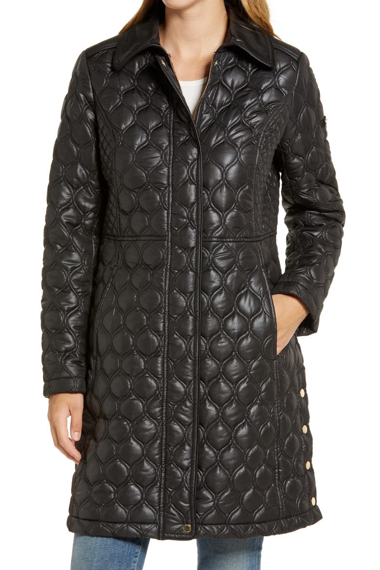 Mix Stitch Quilted Walker Jacket, Alternate, color, BLACK