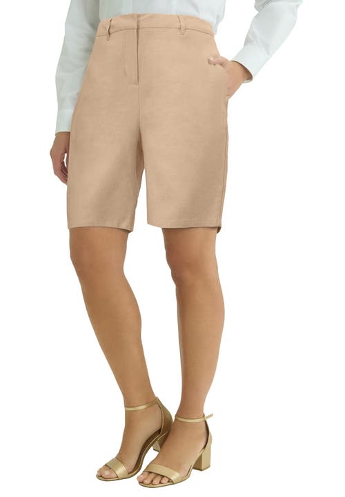 Jessica London Tailored Linen Short In Brown