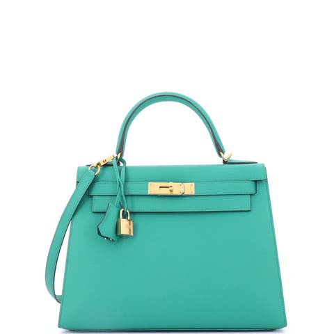 Kelly Handbag Green Epsom with Gold Hardware 28