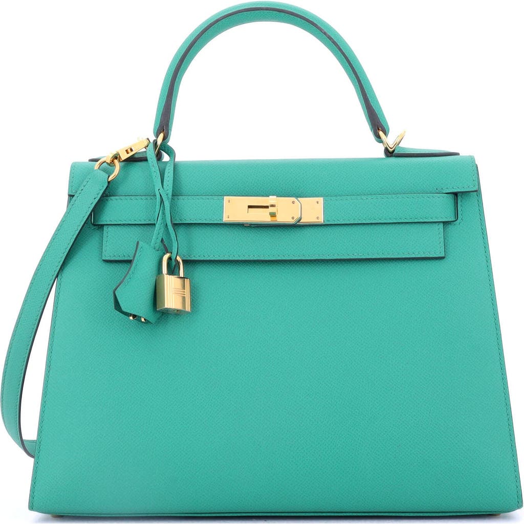 Pre-owned Hermes Hermes Kelly Handbag Green Epsom With Gold Hardware 28 In Green