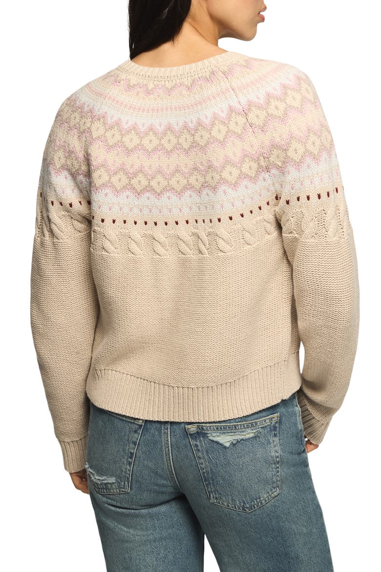 Fair Isle Cotton Blend Cardigan, Alternate, color, DAWN PINK