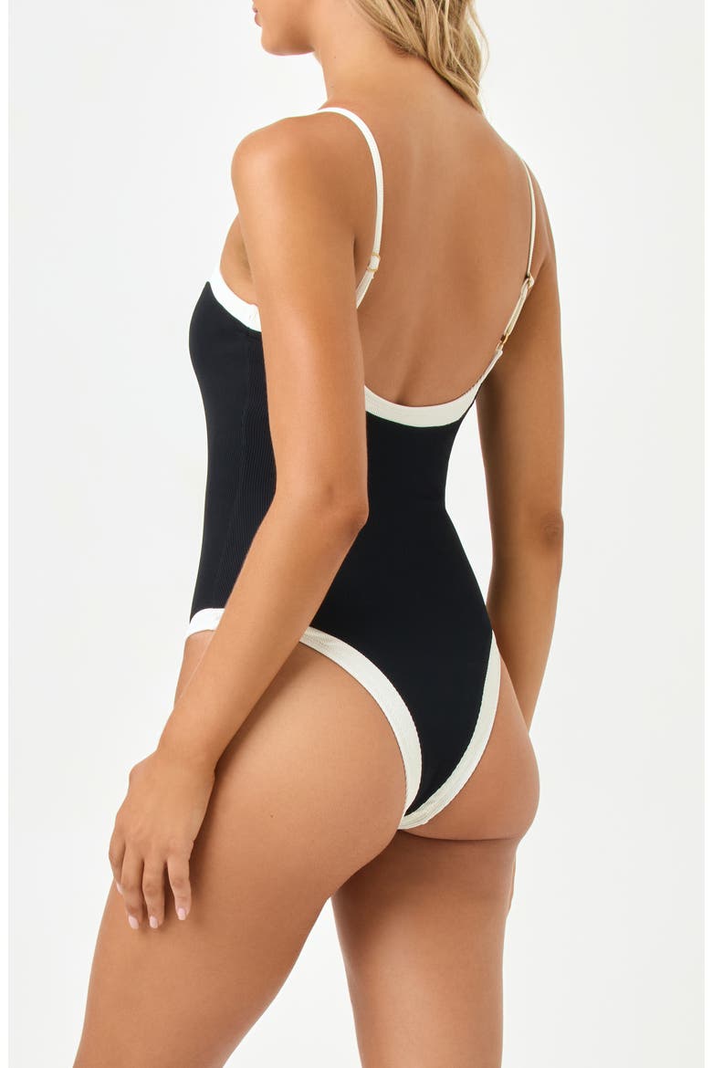 Tess Classic One-Piece Swimsuit, Alternate, color, BLACK/ CREAM