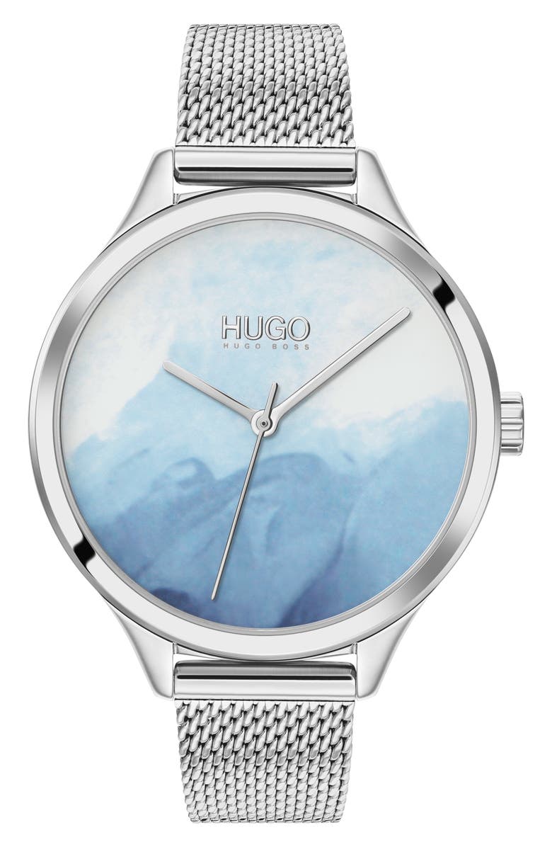 HUGO Smash Mesh Strap Watch, 36mm, Main, color, 