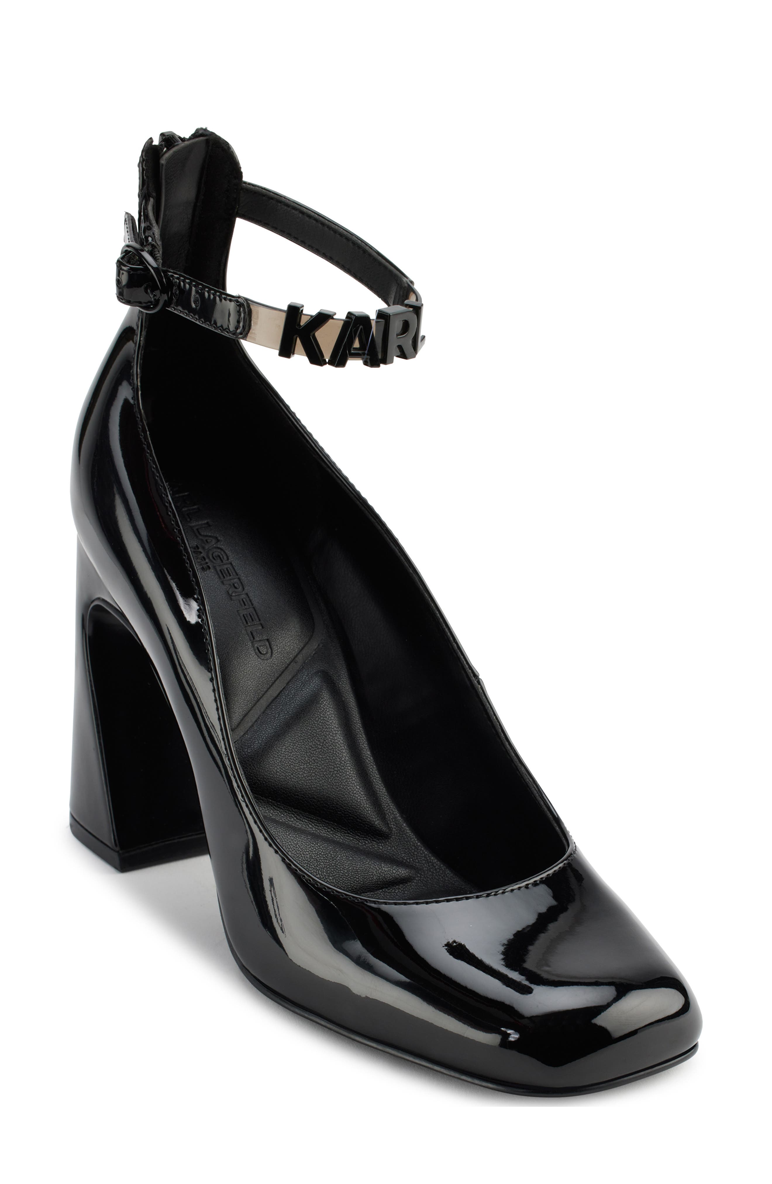 KARL LAGERFELD PARIS Pavla Ankle Strap Pump, Main, color, Black