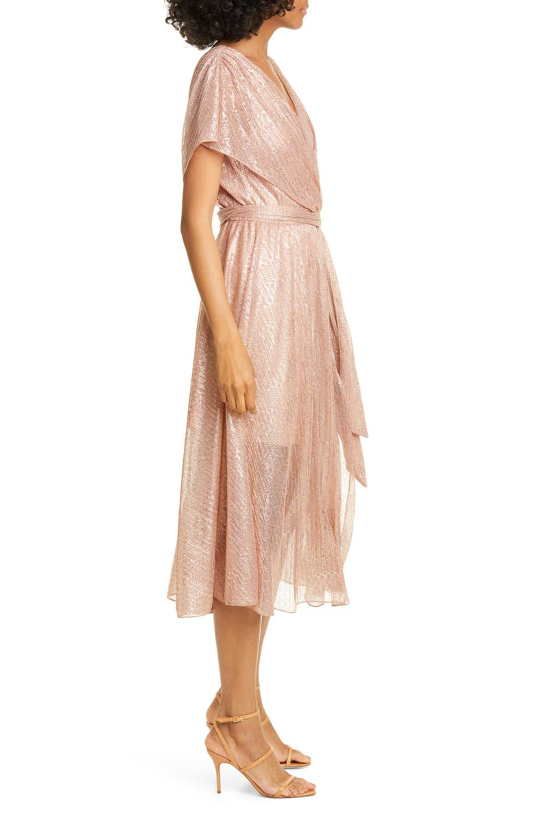 Alice + Olivia Darva Faux Wrap Midi Dress, Alternate, color, 