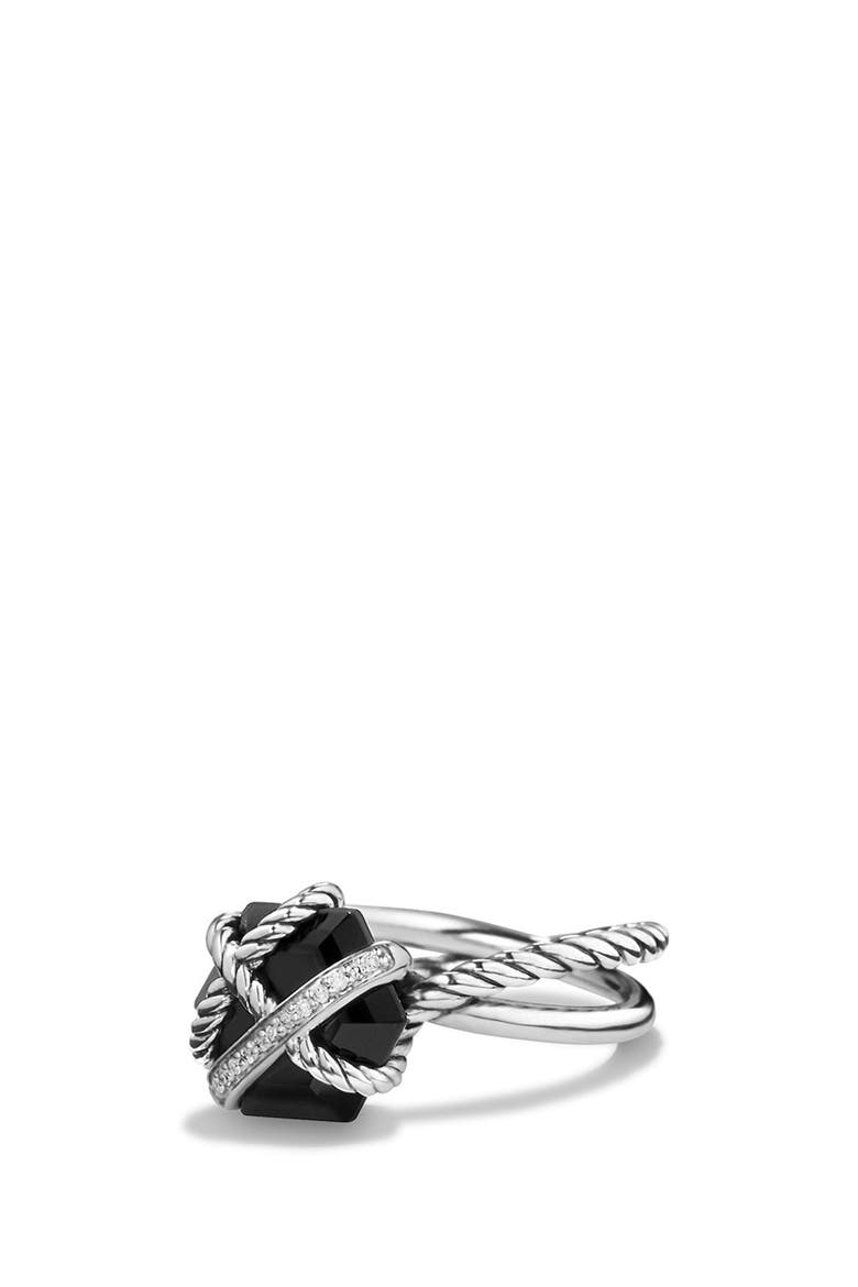 Cable Wrap Ring with Semiprecious Stone and Diamonds, Main, color, BLACK ONYX